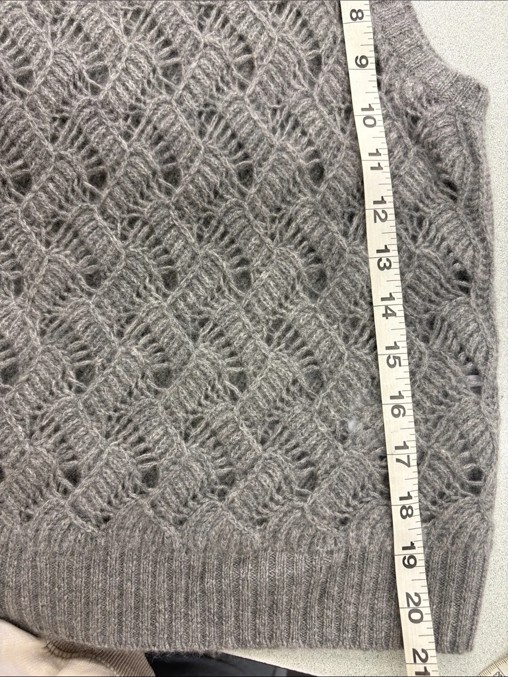 J. Crew Cashmere Pointelle Open-Knit Sweater Vest, Heather Gray